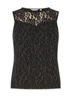 Dorothy Perkins Petite Black Tipped Lace Shell Top