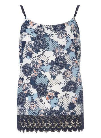 Dorothy Perkins *tall Print Lace Hem Cami Top