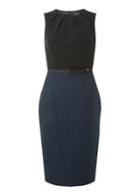 Dorothy Perkins *tall Navy And Black Belted Pencil Dress