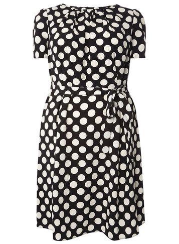 Dorothy Perkins Dp Curve Black Spot Chiffon Tea Dress