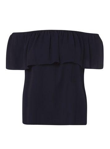 Dorothy Perkins Navy Ruffle Bardot Top