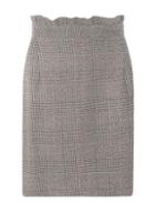Dorothy Perkins *tall Grey And Black Checked Frill Mini Skirt