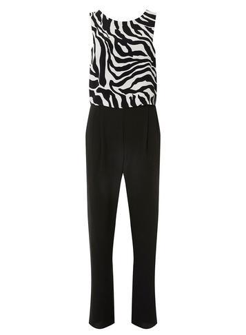 Dorothy Perkins Monochrome Overlay Zebra Print Jumpsuit