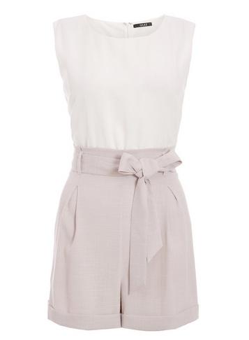 Dorothy Perkins *quiz Cream Sam Faiers Belted Playsuit