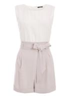 Dorothy Perkins *quiz Cream Sam Faiers Belted Playsuit