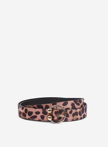 Dorothy Perkins Pink Leopard Print Gold Circle Stud Belt