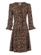 *jolie Moi Camel Leopard Print Tie Front Skater Dress