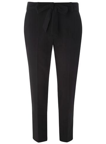 Dorothy Perkins Black Crepe Tie Waist Tapered Leg Trousers