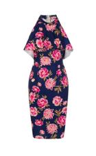 Dorothy Perkins *girls On Film Cobalt Floral Print Bodycon Dress