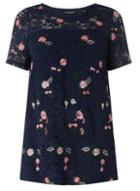 Dorothy Perkins *dp Curve Navy Embroidered Lace T-shirt
