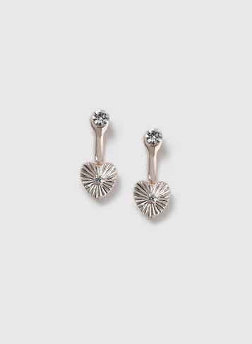 Dorothy Perkins Gold Look Heart Front And Back Earrings