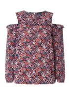 Dorothy Perkins Fuchsia Floral Cold-shoulder Top