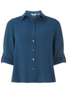 Dorothy Perkins Petite Blue Petrol Roll Sleeve Shirt