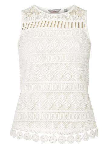 Dorothy Perkins Petite White Aztec Lace Shell Top