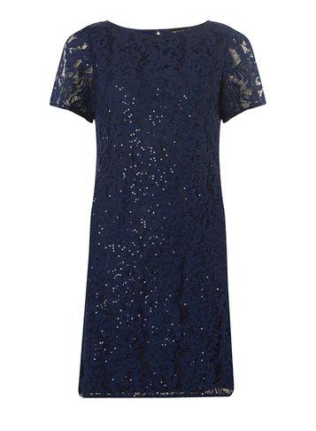 Dorothy Perkins Navy Sequin Lace Shift Dress