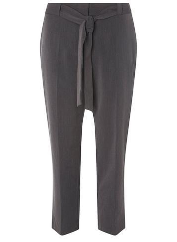 Dorothy Perkins Charcoal Tie Waist Ankle Grazer Trousers