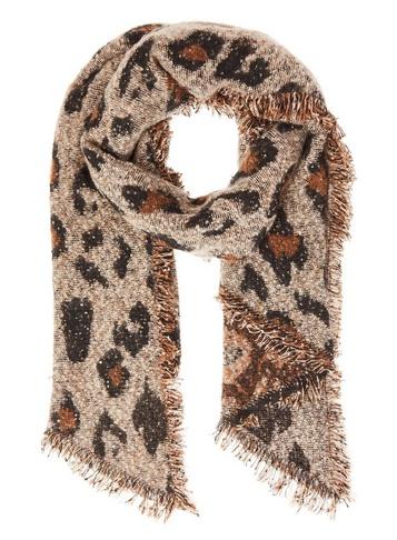 *quiz Brown Leopard Print Sequin Knit Scarf