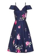 Dorothy Perkins *chi Chi London Petite Navy Floral Print Midi Dress