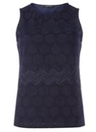 Dorothy Perkins Navy Broderie Shell Top