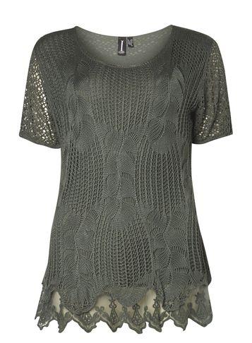 Dorothy Perkins *izabel London Khaki Crochet Style Hem Top