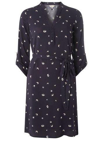 Dorothy Perkins *billie & Blossom Navy Swallow Viscose Dress