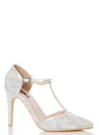 *quiz Silver Glitter Lace T-bar Court Shoes