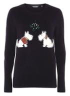 Dorothy Perkins *tall Navy Blue Fluffy Scotty Dog Jumper