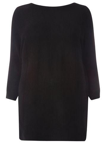 Dorothy Perkins Dp Curve Black Batwing Sleeve Ribbed Jumper