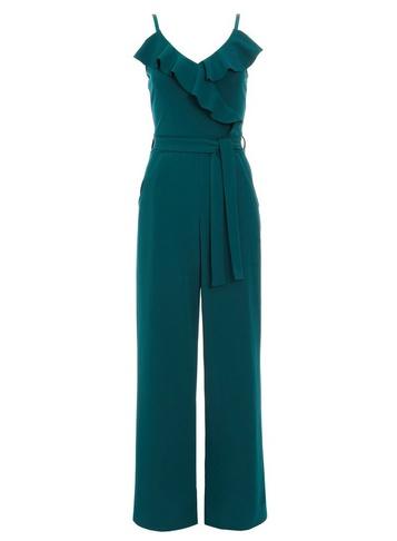 *quiz Green Frill V-neck Palazzo Jumpsuit