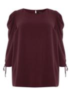 Dorothy Perkins *dp Curve Purple Draw Cord Puff Sleeve Top