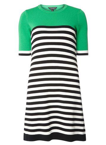 Dorothy Perkins Green Stripe Knitted Shift Dress