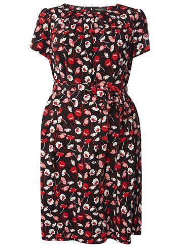 Dorothy Perkins Dp Curve Black Floral Chiffon Tea Dress