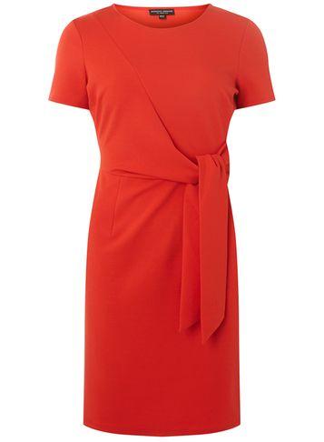 Dorothy Perkins Coral Tie Front Pencil Dress