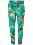 Dorothy Perkins Green Tropical Print Tie Trousers