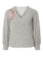 Dorothy Perkins Petite Grey Embroidered Wrap Top