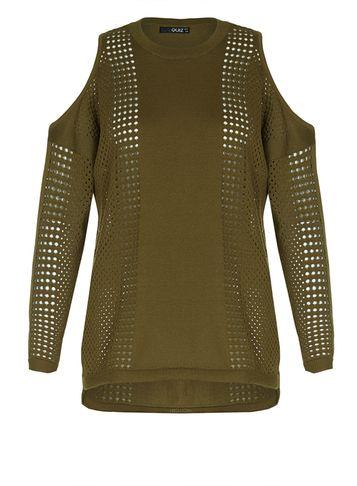 Dorothy Perkins *quiz Khaki Cold Shoulder Top