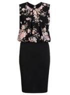 Dorothy Perkins *quiz Black Floral Print Bubble Midi Dress
