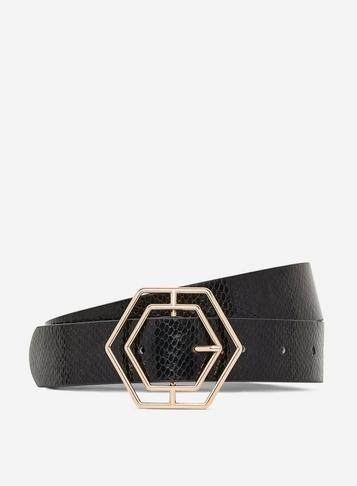 Dorothy Perkins Black Metallic Snake Print Belt