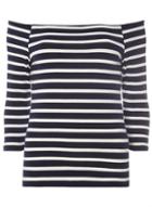 Dorothy Perkins Navy And Ivory Stripe Bardot Top