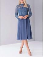 Dorothy Perkins *chi Chi London Blue Crochet Midi Skater Dress