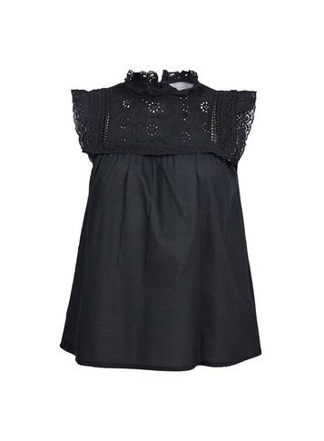 Dorothy Perkins Petite Black Broderie Frill Top