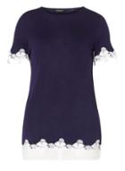 Dorothy Perkins Navy Chiffon Lace Hem T-shirt