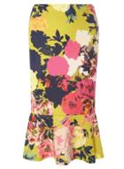 Dorothy Perkins Lime Floral Peplem Pencil Skirt