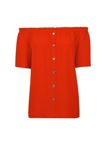 Dorothy Perkins Red Button Through Bardot Top