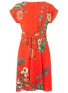Dorothy Perkins Red Floral Print Tie Skater Dress