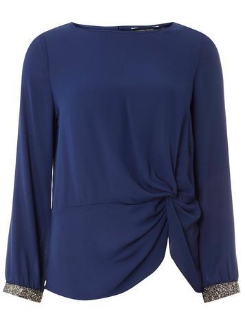 Dorothy Perkins Navy Embellished Cuff Top