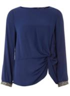 Dorothy Perkins Navy Embellished Cuff Top