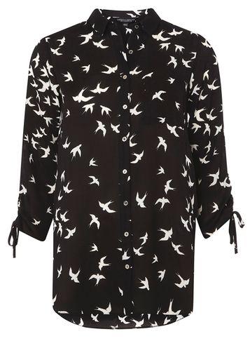 Dorothy Perkins Black Bird Print Shirt