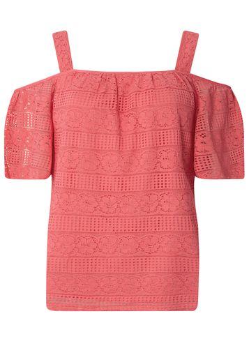 Dorothy Perkins Pink Lace Cold Shoulder Top