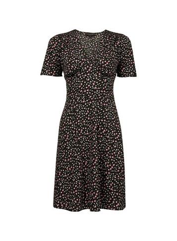 Dorothy Perkins *black Ditsy Print Tea Dress